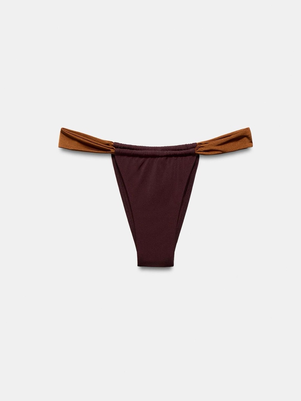 Zara Two-Tone Bikini Bottom in Deep Brown and Caramel